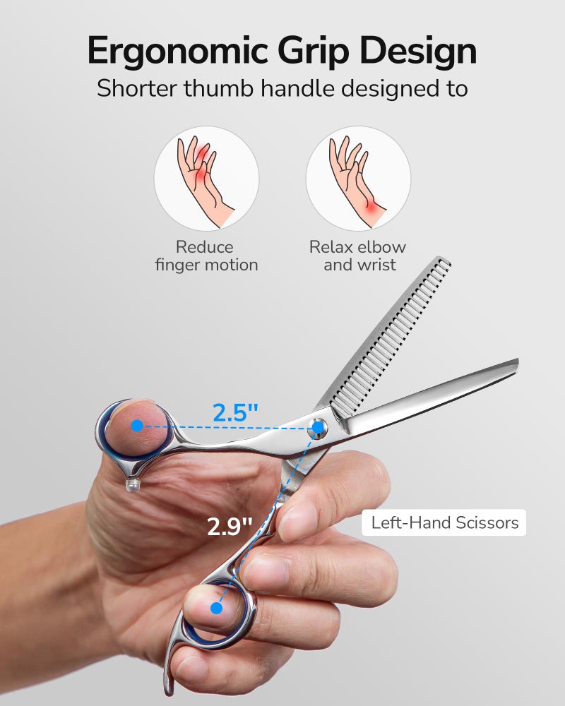 ULG Left-Handed Hair Thinning Scissors, Thinning Shear for Hair Cutting 6.5 inch Professional Barber Scissors Salon Texturizing Shears Made of Japanese Stainless Steel - Image 3