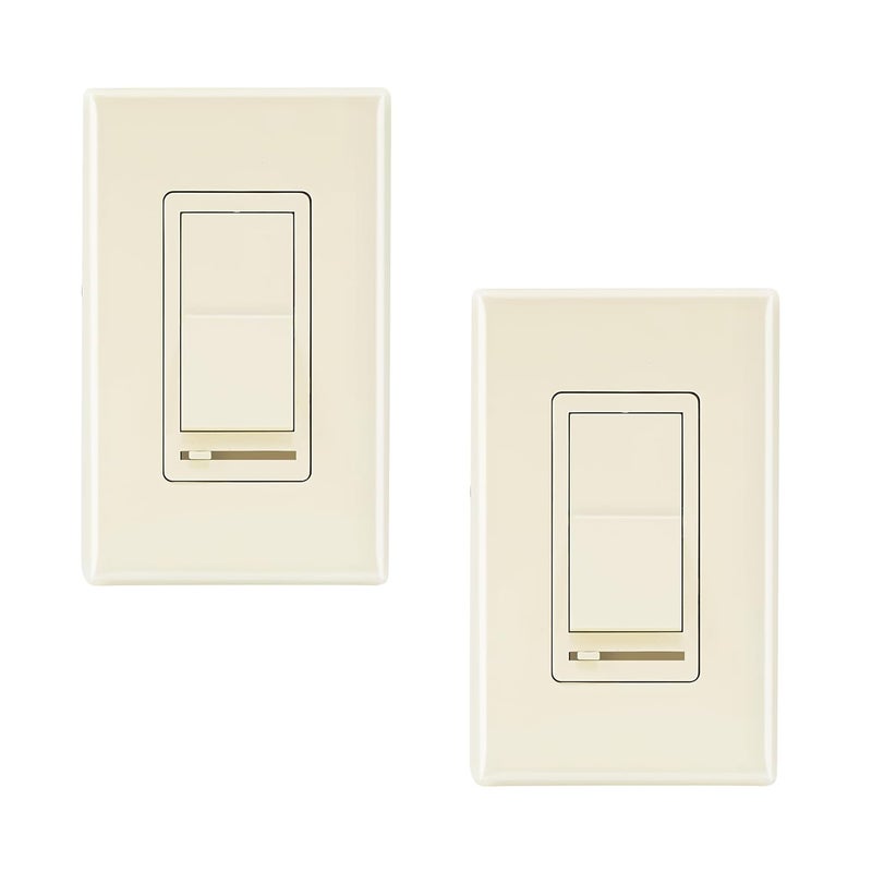 CLOUDY BAY in Wall Dimmer Switch for LED Light/CFL/Incandescent,3-Way Single Pole Dimmable Slide,600W max Incandescent,150W max Dimmable LED/CFL, Cover Plate Included,Almond,2 Pack - Image 1