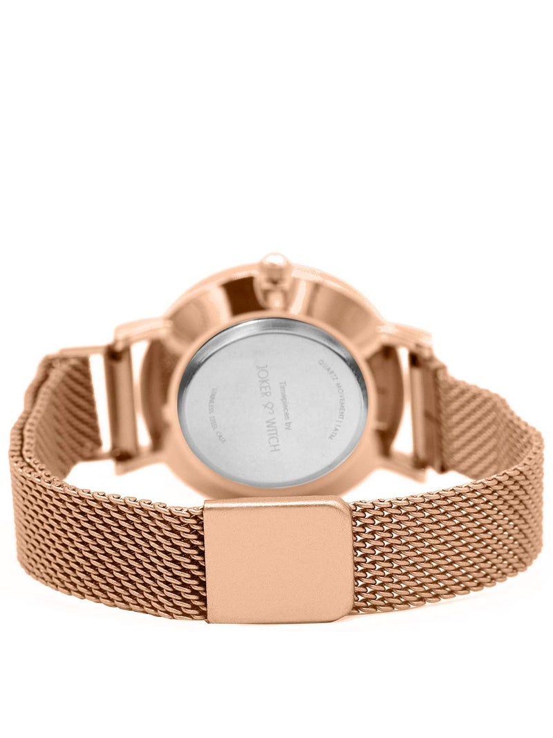 Joker & Witch Women Lexi 30mm White Dial 12mm Rose Gold Steel Mesh Watch - Image 5