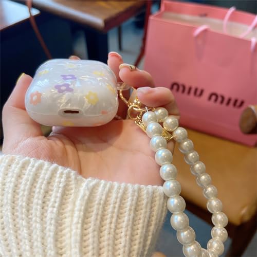 Olytop for Cute Glitter Airpods 3rd Generation Case with Cleaner Pen, Shell Pattern Floral Apple Airpods iPod 3rd Gen Case Cover Protective Skin Girl Women with Luxury Pearl Keychain - Flower - Image 5