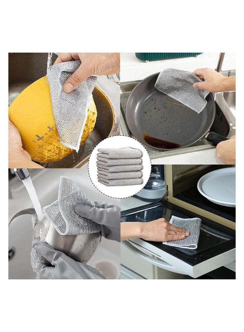 Generic 6pcs Multipurpose Wire Dishwashing Rags for Wet and Dry Non-Scratch Wire Dishcloth Reusable Kitchen Cleaning  - Image 1