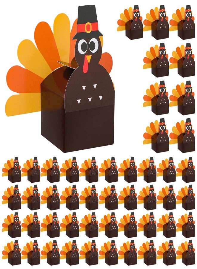 Cholemy 50 Pcs DIY Thanksgiving Treat Boxes - Turkey Goodies & Candy Box - Cupcake Box - Party Favor for Table Centerpiece, 2.36x2.36x1.97'' - Image 1