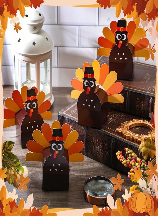 Cholemy 50 Pcs DIY Thanksgiving Treat Boxes - Turkey Goodies & Candy Box - Cupcake Box - Party Favor for Table Centerpiece, 2.36x2.36x1.97'' - Image 4