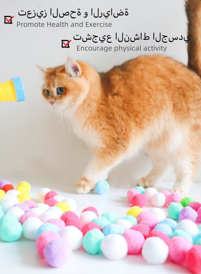 Generic Hipets Cat Toys Interactive for Indoor Cats with Interactive Launchers Kitty Toys, Launch Ball Interactive Toy, Silent Plush Elastic Cat Ball Toy,(1 cat ball launcher & 100 pcs balls) - Image 3
