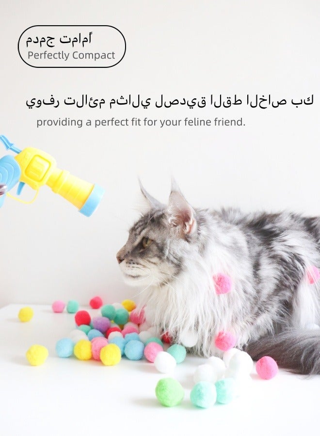 Generic Hipets Cat Toys Interactive for Indoor Cats with Interactive Launchers Kitty Toys, Launch Ball Interactive Toy, Silent Plush Elastic Cat Ball Toy,(1 cat ball launcher & 100 pcs balls) - Image 4