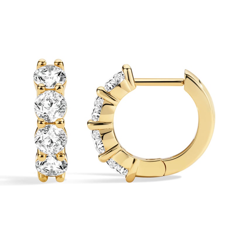 ASHINE Huggie Earrings for Women 14K Gold Plated 925 Sterling Silver Post Pave Cubic Zirconia Small Hoops Cuff Ear Rings Hypoallergenic Piercing Diamond Light Dainty Everyday (Gold, 14.5mm) - Image 1