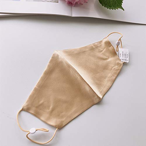 ROSEWARD 100% Silk Gold Face Mask for Women Adjustable Cooling with Filter Pocket-Gold - Image 3