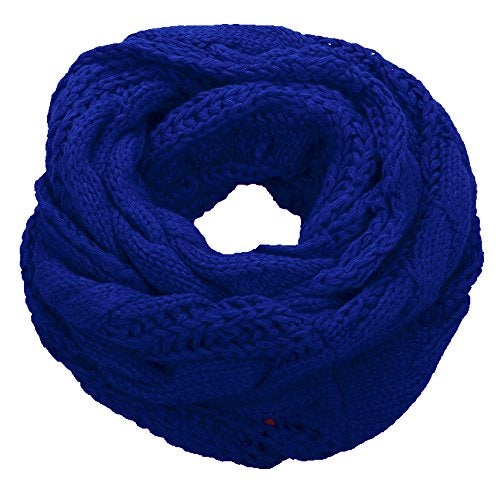 NEOSAN Womens Thick Ribbed Knit Winter Infinity Circle Loop Scarf Twist Blue - Image 1