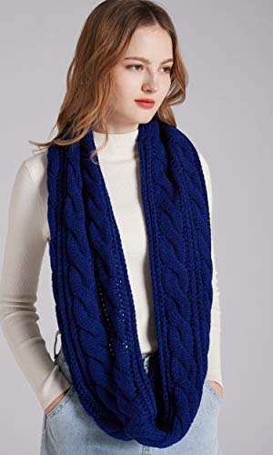 NEOSAN Womens Thick Ribbed Knit Winter Infinity Circle Loop Scarf Twist Blue - Image 5