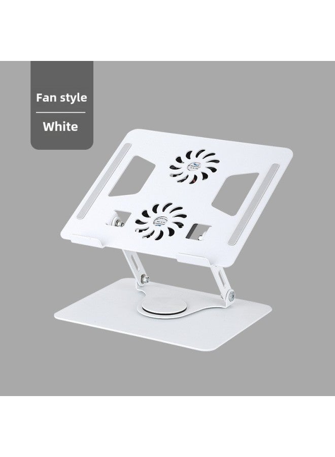 Loquat Folding Aluminum Alloy Lifting Notebook With Fan Cooling Shelf Reading Painting Tablet Cputer Rotatable Bracket-Color:Aluminum Alloy White-rotating Bracket With Fan  - Image 1