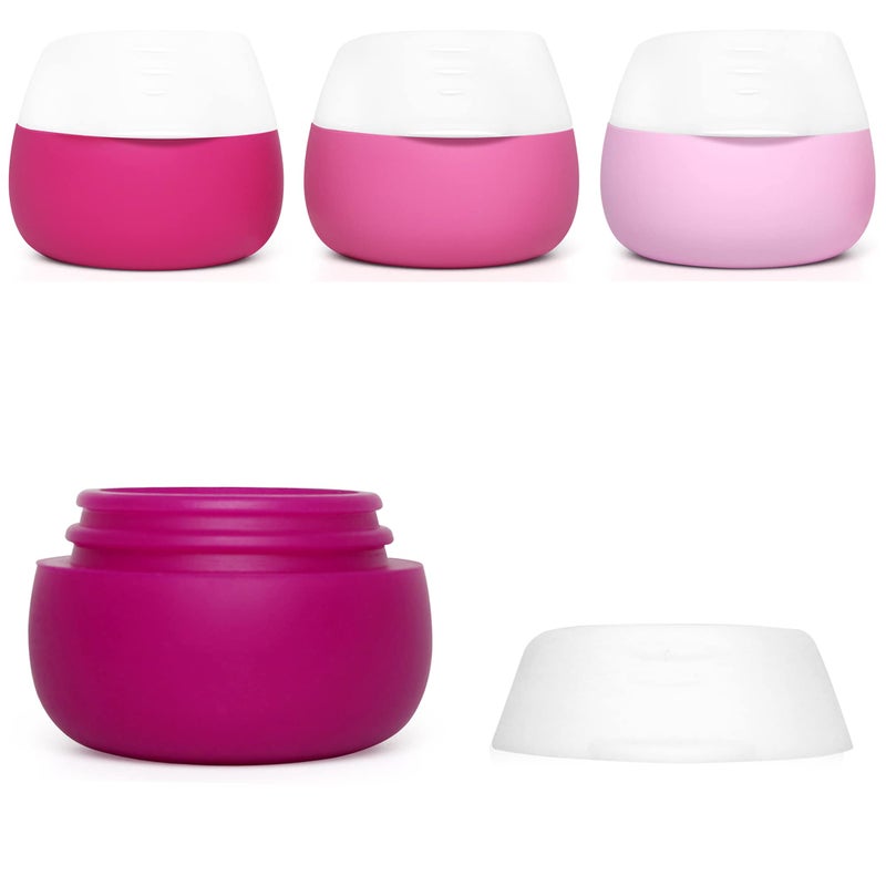 Gemice Silicone Cream Jars TSA Approved Travel Size Containers Leakproof Travel Accessories with Lid for Cosmetic Makeup Face Body Hand Cream 4 Pieces