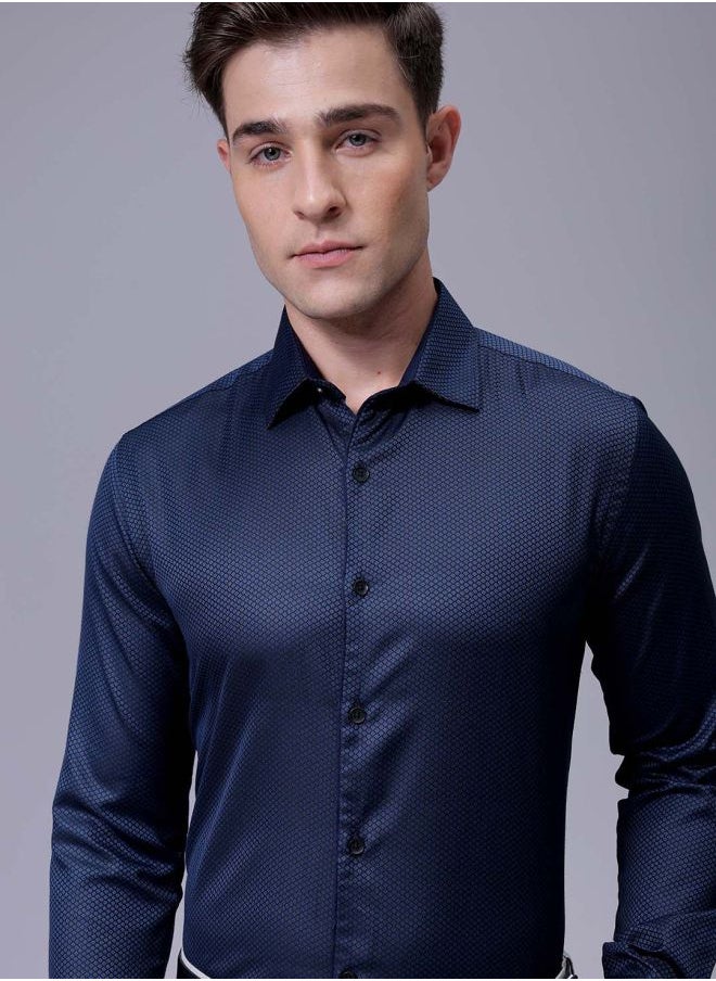 The Indian Garage Co Men Slim Fit Solid Full Sleeves Cutaway Collar Formal Shirt  - Image 1