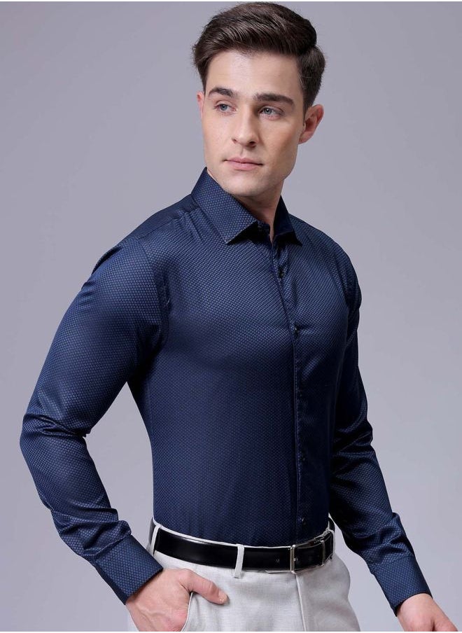 The Indian Garage Co Men Slim Fit Solid Full Sleeves Cutaway Collar Formal Shirt  - Image 4