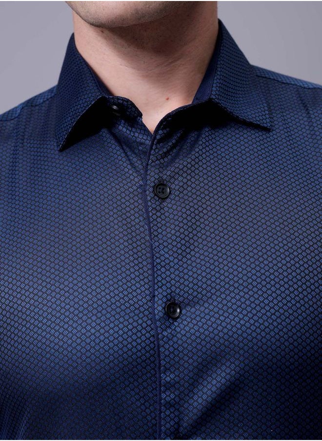 The Indian Garage Co Men Slim Fit Solid Full Sleeves Cutaway Collar Formal Shirt  - Image 5
