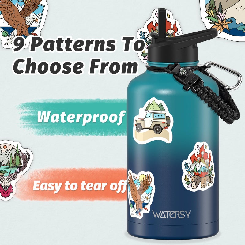 WATERSY 64oz Insulated Water Bottle (Cold for 48 Hrs),BPA Free&Leak Proof,Half Gallon Stainless Steel Water Flask,Water Jug with Straw Spout Lids for Gym,Hiking,Camping,Gradient Blue - Image 4