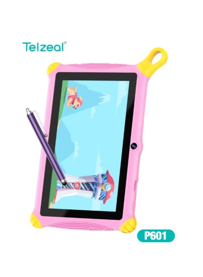 Telzeal P601 Kids Tablet Android 10.1, 7-Inch HD Screen, 6GB RAM + 128GB ROM, Parental Controls, Educational Games, Wi-Fi, 3000mAh Battery, Kid-Proof Case, Safe & Fun Learning – Pink - Image 2