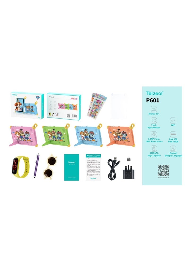 Telzeal P601 Kids Tablet Android 10.1, 7-Inch HD Screen, 6GB RAM + 128GB ROM, Parental Controls, Educational Games, Wi-Fi, 3000mAh Battery, Kid-Proof Case, Safe & Fun Learning – Pink - Image 5