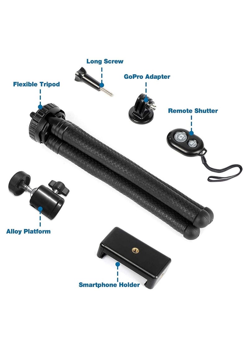 ELTRAZONE Phone Tripod, Flexible Cell Phone Tripod Adjustable Camera Stand Holder with Wireless Remote and Universal Clip 360° Rotating Mini Tripod Stand for iPhone, Samsung Android Phone, Sports Camera GoPro - Image 2