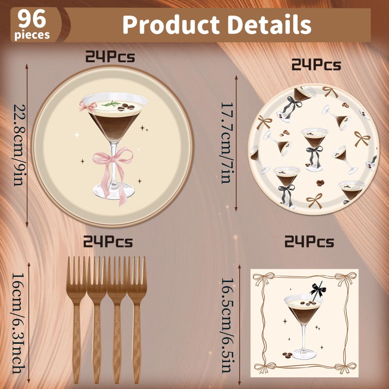 Gameza Espresso Martini Birthday Decor - 96PCS A Tiny Bit Older Paper Plates and Napkins, Disposable Tableware Decoration Espresso Martini Bar Themed Forks Supplies, Serve 24 - Image 2