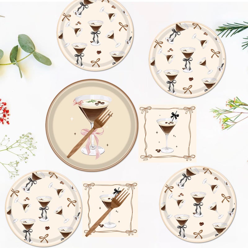 Gameza Espresso Martini Birthday Decor - 96PCS A Tiny Bit Older Paper Plates and Napkins, Disposable Tableware Decoration Espresso Martini Bar Themed Forks Supplies, Serve 24 - Image 5