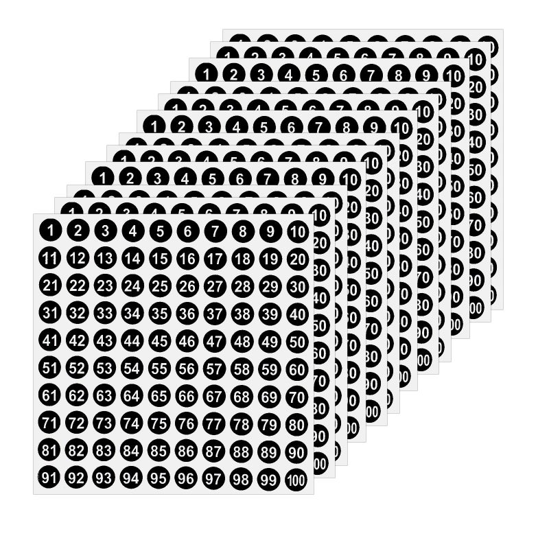 SAVITA 30 Sheets Round Number Stickers Decals 1100 SelfAdhesive Vinyl Small Number Label Stickers for Marking Bottles Bins Boxes Home Kitchen Office School Supplies White Number Black Background