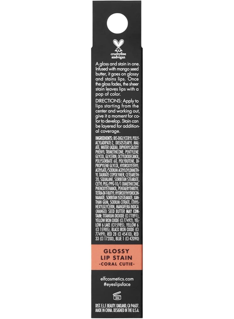 إلف أحمر شفاه لامع من إلف، يدوم طويلاً، خفيف الوزن، يمنحكِ لوناً شفافاً جذاباً ولمسة نهائية لامعة رقيقة، نباتي ولم يُختبر على الحيوانات، لون كورال كيوتي - Image 3