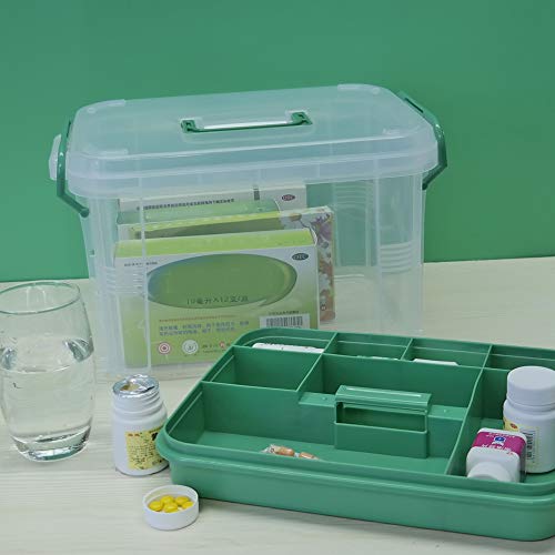 Lesbin Clear First Aid Box Organizer with Compartments, Plastic Family Medical Supplies Storage Box - Image 4