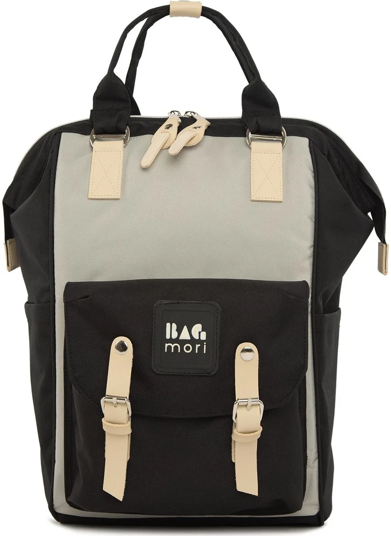 Bagmori Black Pocketed Mother Baby Bag with Logo
