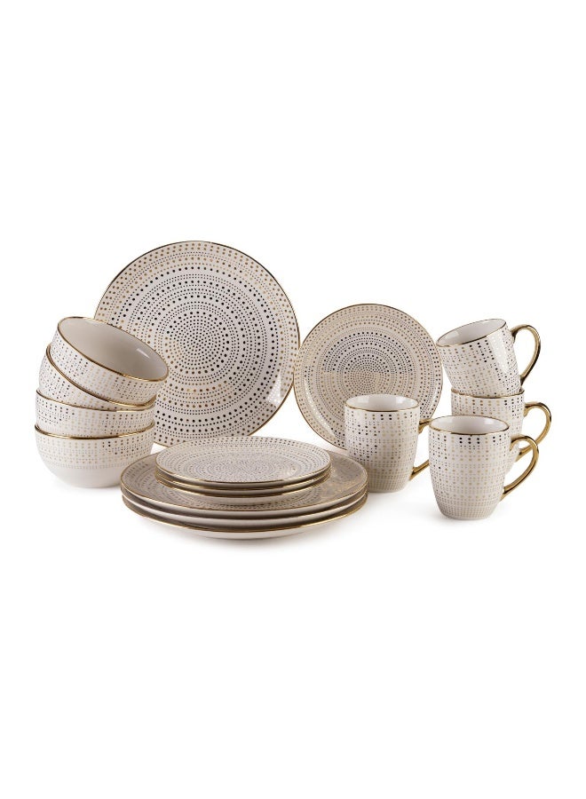 Pan Home Dotnella 16-Piece Porcelain Dinner Set - White - Image 1