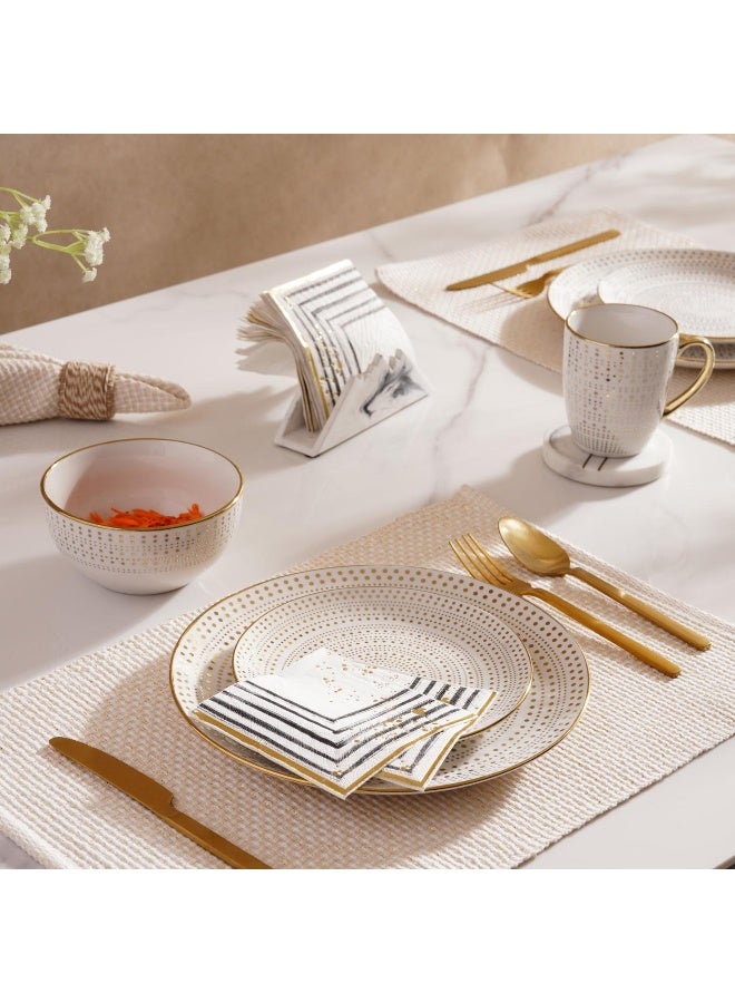 Pan Home Dotnella 16-Piece Porcelain Dinner Set - White - Image 3