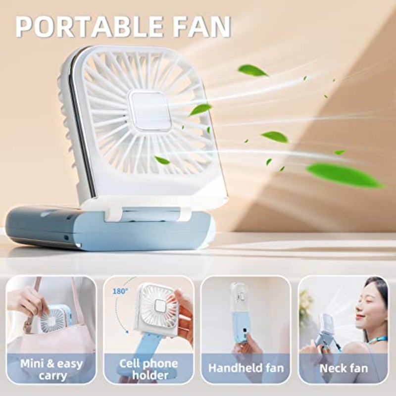 Portable Fan Rechargeable, Mini Handheld Fan 3000mAh Battery Operated Small Desk Fan for Office Outdoor Indoor - Image 2