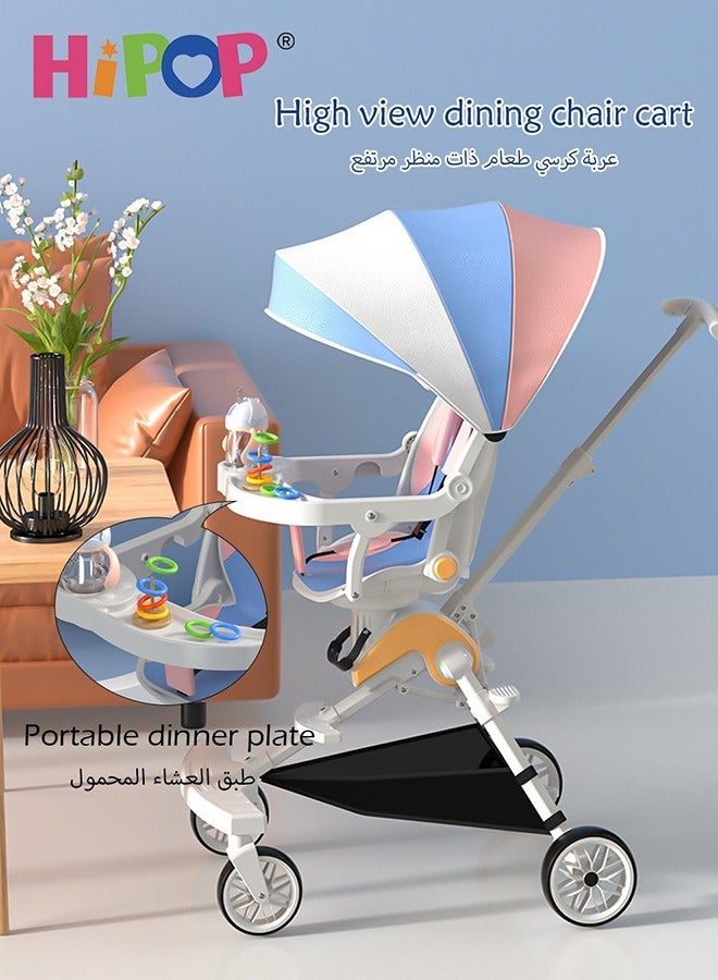 HIPOP 2 In 1 Stroller for Infant and Kids,with Food Tray and Two Ways Rotating Seat,High Carbon Steel Sturdy Design,One Step Folding Baby Stroller - Image 3