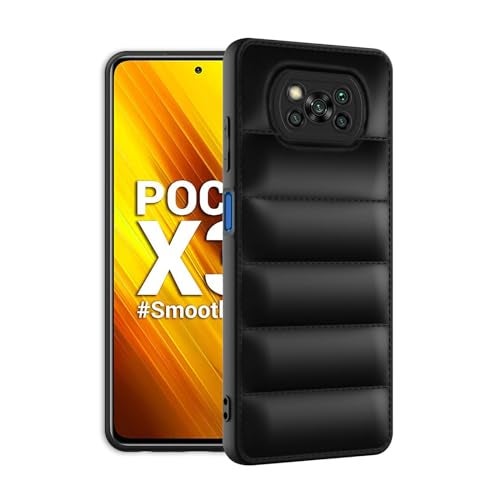 Plus Puffer Case Camera Protection Soft Back Cover for Poco X3 | Poco X3 Pro - Black - Image 2