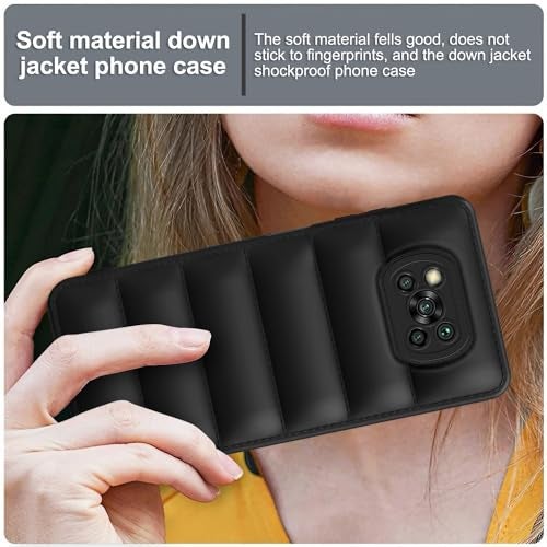 Plus Puffer Case Camera Protection Soft Back Cover for Poco X3 | Poco X3 Pro - Black - Image 5