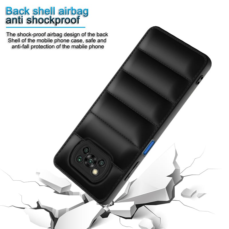 Plus Puffer Case Camera Protection Soft Back Cover for Poco X3 | Poco X3 Pro - Black - Image 4