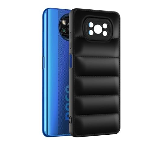 Plus Puffer Case Camera Protection Soft Back Cover for Poco X3 | Poco X3 Pro - Black - Image 3