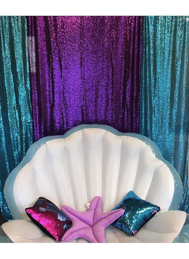 Poise3EHome - Purple Sequin Backdrop Curtains 2 Panels Purple Sequin Backdrop 2Ftx8Ft Sequin Curtains For Party Wedding Sequence Backdrop - Image 1