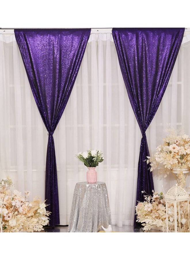 Poise3EHome - Purple Sequin Backdrop Curtains 2 Panels Purple Sequin Backdrop 2Ftx8Ft Sequin Curtains For Party Wedding Sequence Backdrop - Image 1