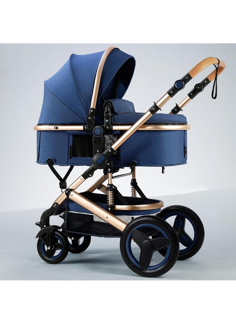 Generic Baby Stroller with Canopy Baby Bassinet Stroller Infant 3 in 1 Stroller with Reversible Seat with Rubber Wheel and Good Shock absorption  - Image 1