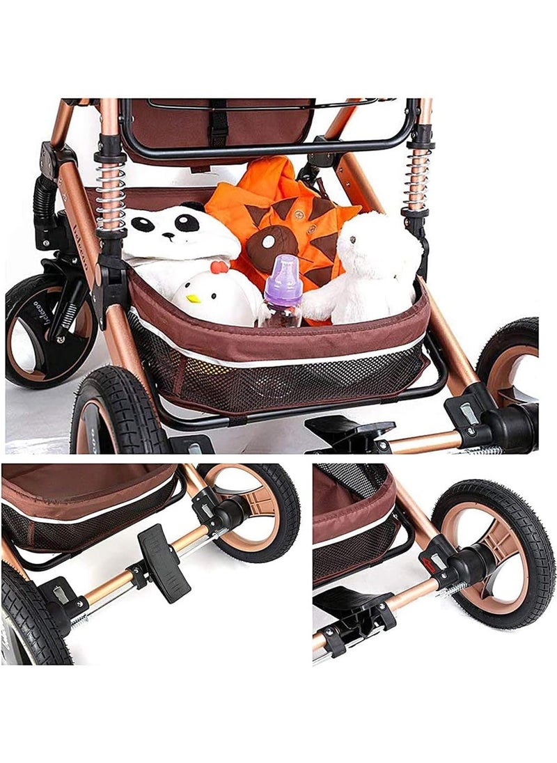 Generic Baby Stroller with Canopy Baby Bassinet Stroller Infant 3 in 1 Stroller with Reversible Seat with Rubber Wheel and Good Shock absorption  - Image 2