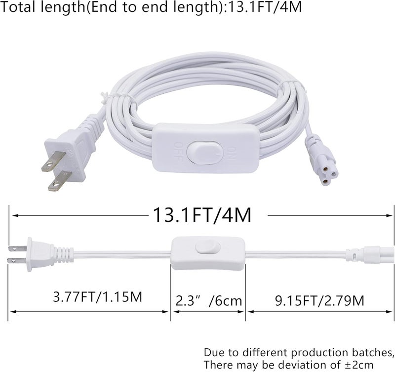 SinLoon ULLP Certification 18AWG T5 T8 LED Wire Connector Power Cord LED Tube Power Extension Cord with onOff Swith US Plug for LED T5 T8 Light Tube Integrated Extension Cable 131FT SW - Image 5