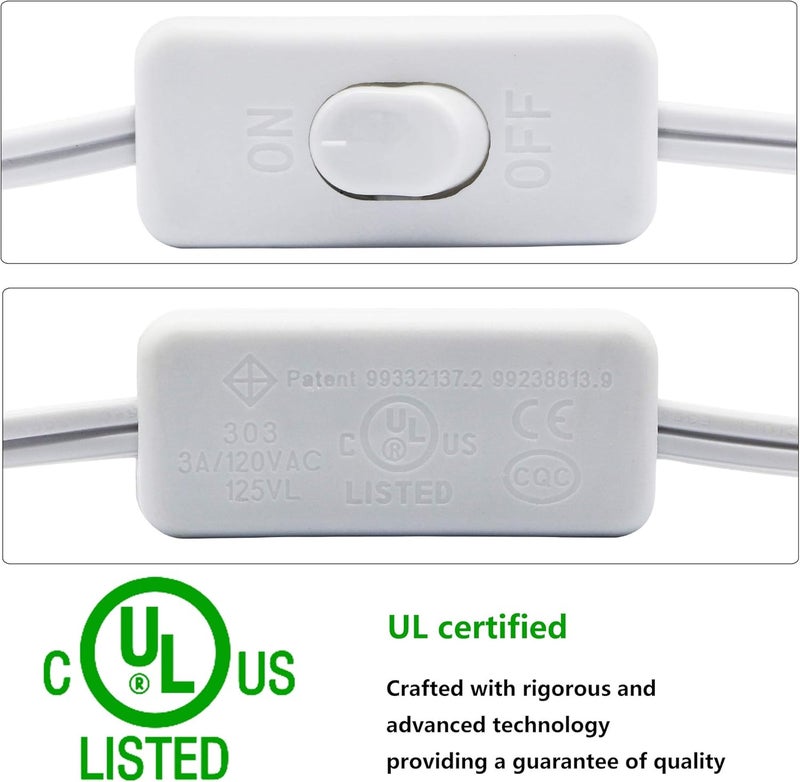 SinLoon ULLP Certification 18AWG T5 T8 LED Wire Connector Power Cord LED Tube Power Extension Cord with onOff Swith US Plug for LED T5 T8 Light Tube Integrated Extension Cable 131FT SW - Image 2