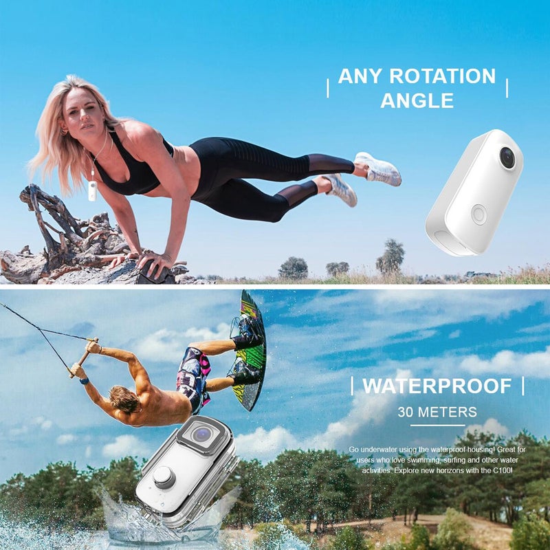 SJCAM C100 Mini Action Camera 1080P/30fps Digital Video Camera 30M Waterproof Magnetic Body Built-in Battery WiFi Connection APP Sharing with Waterproof Case Back Clip Lanyard - Image 4