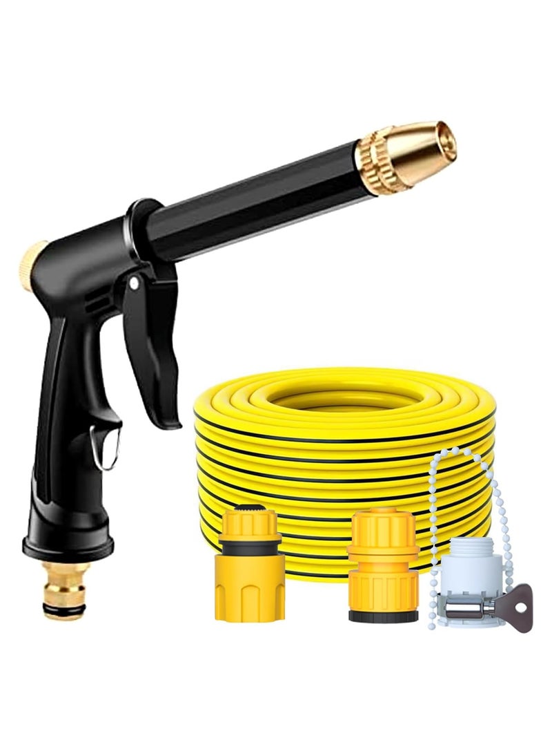 بندقية غسل السيارات عالية الضغط: فوهة خرطوم الماء المحمولة، فوهة خرطوم الحديقة المطورة فوهة الماء، غسالة السيارات المعدنية الثقيلة، لتنظيف الحديقة المنزلية - Image 1