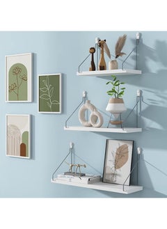 Arabest White Floating Shelf,Bedroom Living Room Decorations,Bathroom/Kitchen/Bookcase/Office Decoration with Solid Wood Wall Shelf(30+40+50cm)  - Image 1