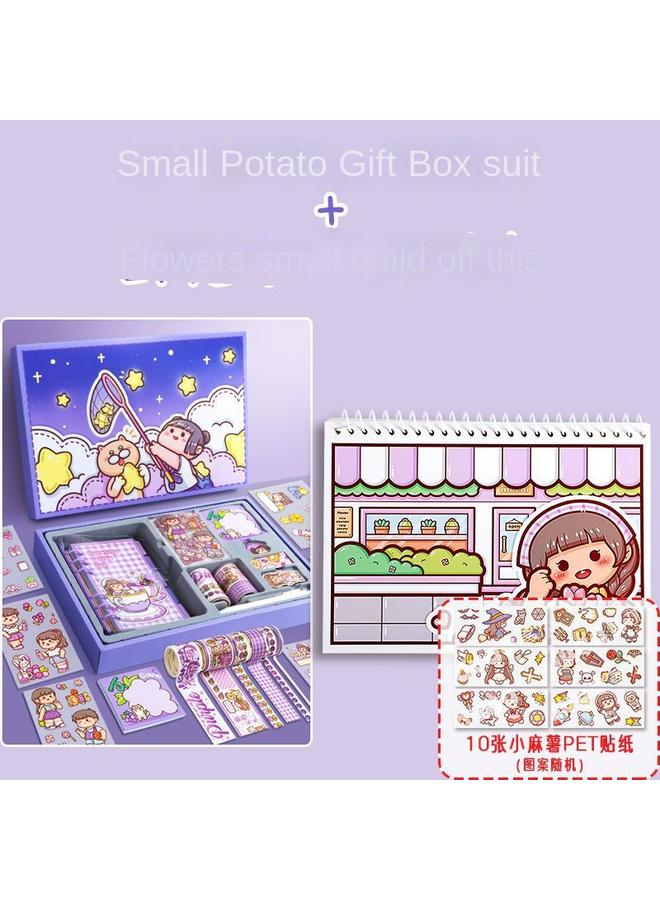 Bluejw Small Potato Cute Hand Ledger Suit Transparent Loose-leaf Book Full Set Of Hand Ledger Tools And Paper Stickers Note Notebook - Image 1