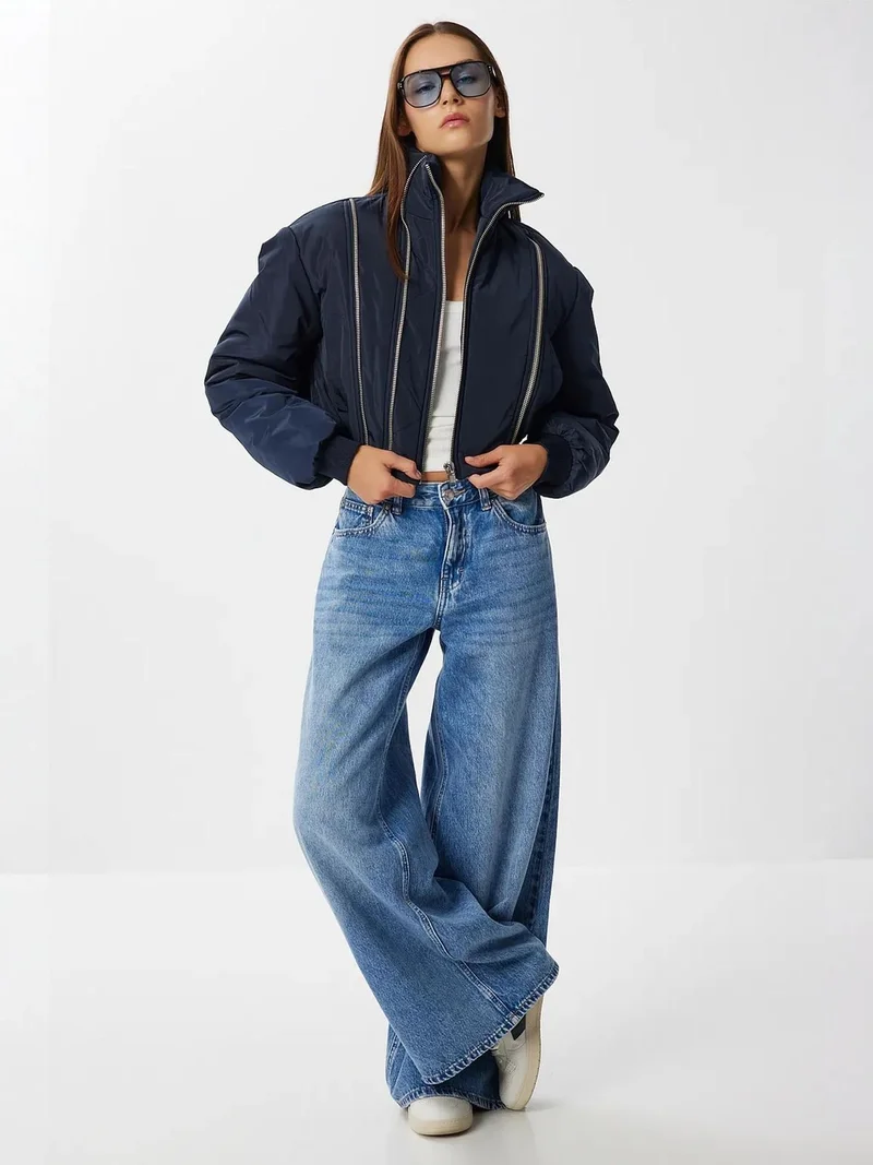 Lovely Istanbul ISTANBUL Zipper Detailed Bomber Puffer Jacket