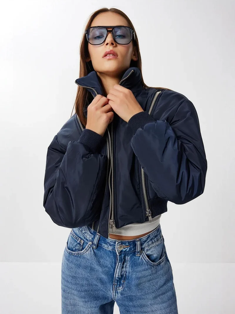 Lovely Istanbul ISTANBUL Zipper Detailed Bomber Puffer Jacket