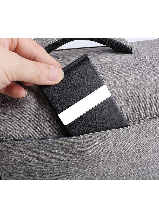 Beauenty Business Card Holder - Professional PU Leather Business Card Case, Luxury Metal Name Card Holder Pocket Business Card Carrier, Wallet Credit Card ID Case with Magnetic Shut for Men & Women  - Image 4