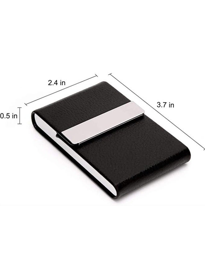 Beauenty Business Card Holder - Professional PU Leather Business Card Case, Luxury Metal Name Card Holder Pocket Business Card Carrier, Wallet Credit Card ID Case with Magnetic Shut for Men & Women  - Image 5
